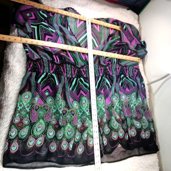 Lane Bryant Sheer Chic Multicolor Kimono Midi Dress Woman 26/28 Beach Blouse.... - Picture 8 of 10